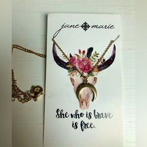 NEW Jane Marie Gold Crescent Dainty Pendant Western Look Necklace